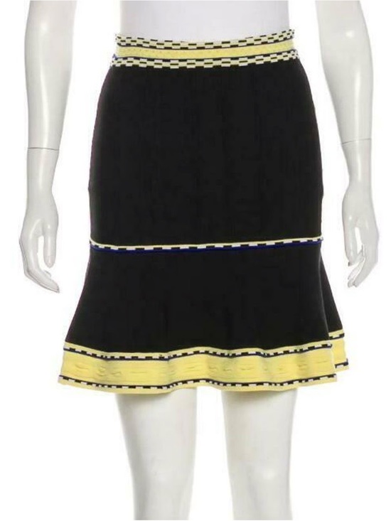 Sandro Dresses & Skirts - Sandro Black Mini Skirt with Yellow Trim